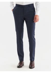 Pako Lorente - PAKO LORENTE – Granatowe spodnie garniturowe w kratę. Kolor: niebieski. Materiał: wełna #6