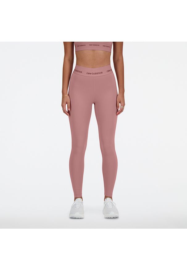 Legginsy damskie New Balance WP41177RSE – różowe. Stan: podwyższony. Kolor: różowy. Materiał: poliester. Styl: sportowy