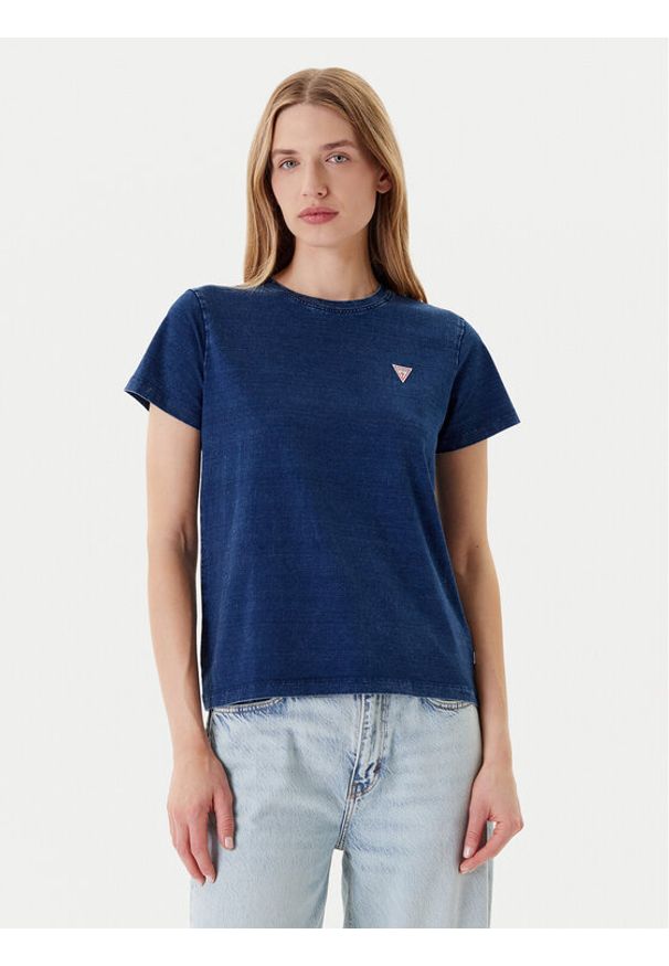 Guess Jeans T-Shirt W5YI22 KCTL1 Granatowy Regular Fit. Kolor: niebieski. Materiał: bawełna