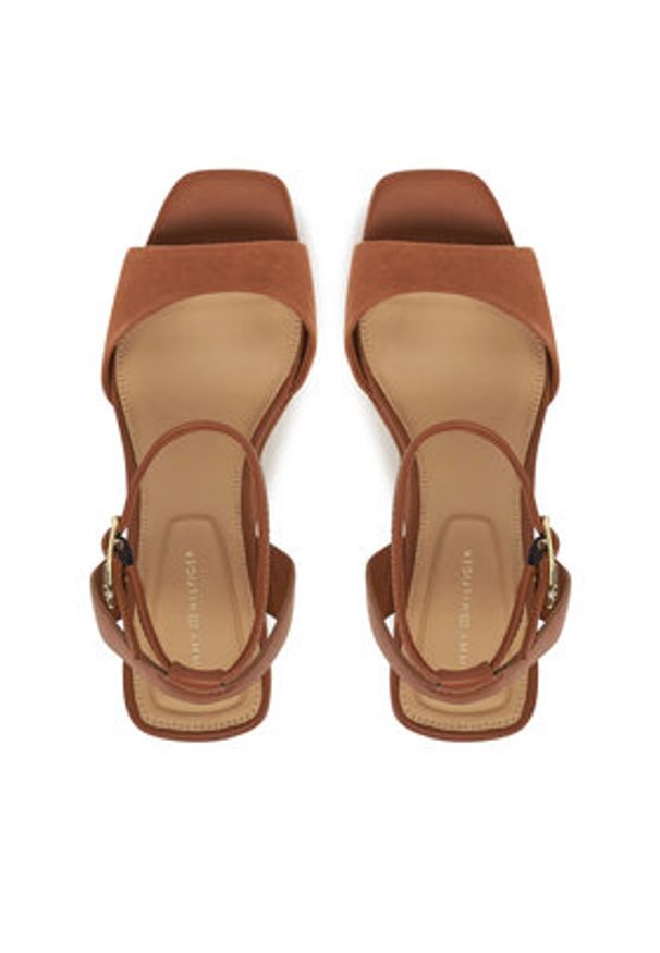 TOMMY HILFIGER - Tommy Hilfiger Espadryle Leather & Suede High Wedge Espad FW0FW08803 Brązowy. Kolor: brązowy. Materiał: skóra