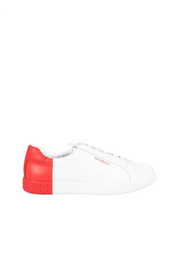 Bikkembergs Sneakersy "Saul" | B4BKM0169 | Saul | Mężczyzna | Biały, Czerwony. Kolor: czerwony, biały, wielokolorowy. Materiał: skóra ekologiczna. Wzór: aplikacja, nadruk