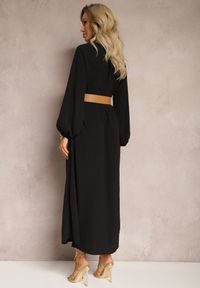 Renee - Czarna Sukienka Palane. Kolor: czarny. Materiał: materiał. Wzór: gładki, aplikacja. Styl: klasyczny. Długość: maxi #5