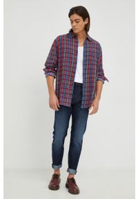 Wrangler koszula bawełniana męska kolor granatowy regular z kołnierzykiem klasycznym. Typ kołnierza: kołnierzyk klasyczny. Kolor: niebieski. Materiał: bawełna. Styl: klasyczny #2