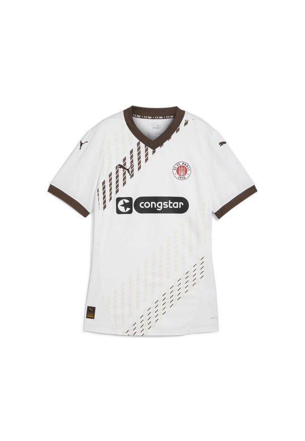 Puma - Damska koszulka wyjazdowa FC St. Pauli 24/25 PUMA White Espresso Brown. Kolor: brązowy, wielokolorowy, biały