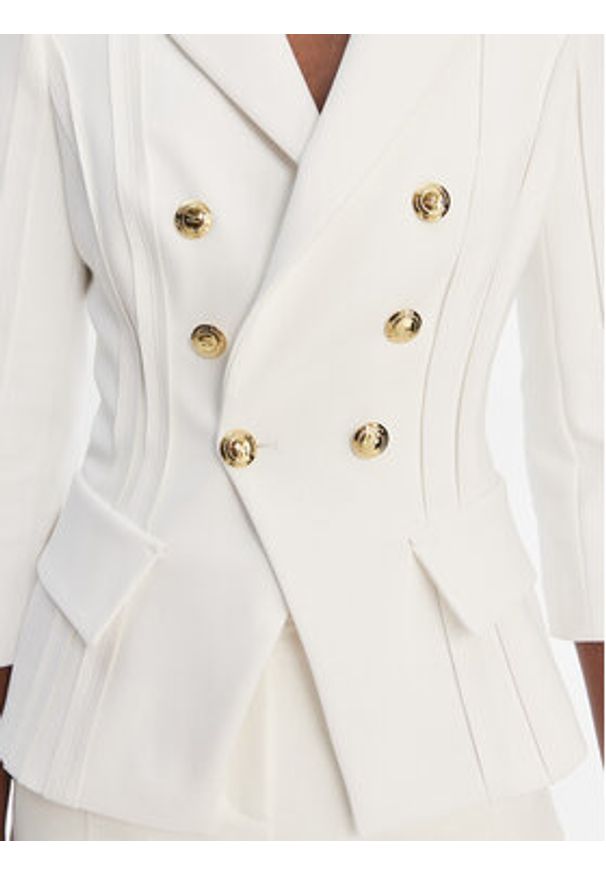Elisabetta Franchi Marynarka GI-218-61E2-V780 Biały Regular Fit. Kolor: biały. Materiał: syntetyk