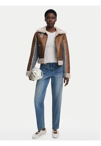 Desigual Kurtka z imitacji skóry Double 25WWEW39 Brązowy Regular Fit. Kolor: brązowy. Materiał: bawełna #5