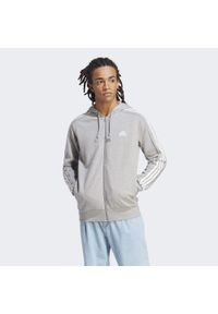 Adidas - Essentials French Terry 3-Stripes Full-Zip Hoodie. Typ kołnierza: kaptur. Kolor: biały, wielokolorowy, szary