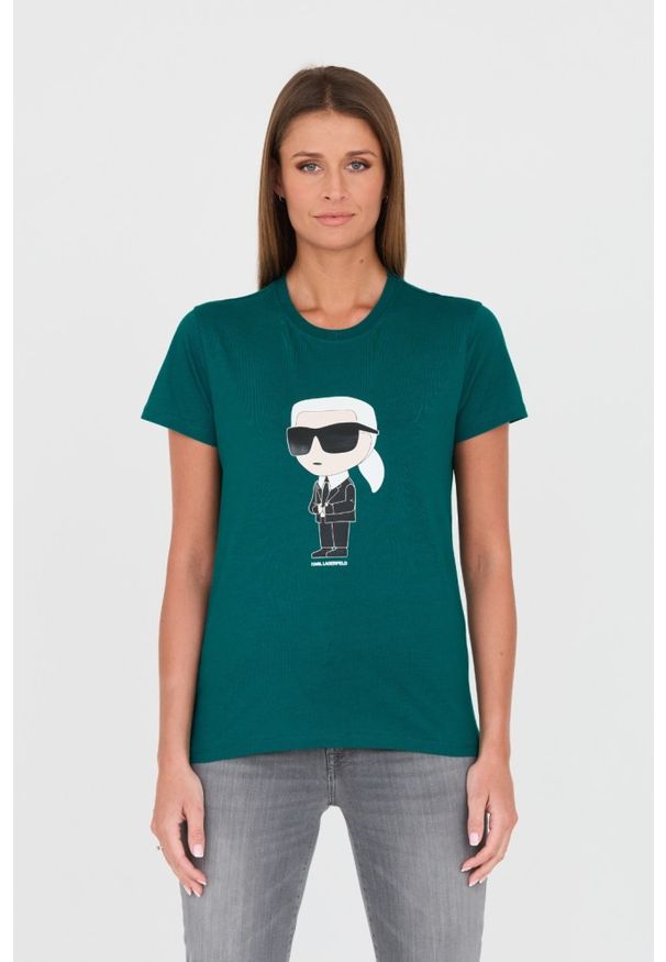 Karl Lagerfeld - KARL LAGERFELD Zielony damski t-shirt Karl, Rozmiar S. Kolor: zielony
