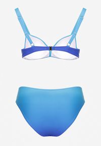 Born2be - Niebieskie Bikini Majtki Figi i Biustonosz z Ozdobnym Marszczeniem Linaronia. Kolekcja: plus size. Kolor: niebieski. Wzór: haft