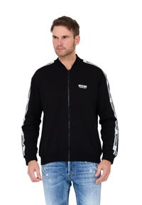 MOSCHINO Czarna męska bluza z lampasami, Rozmiar M. Kolor: czarny #6