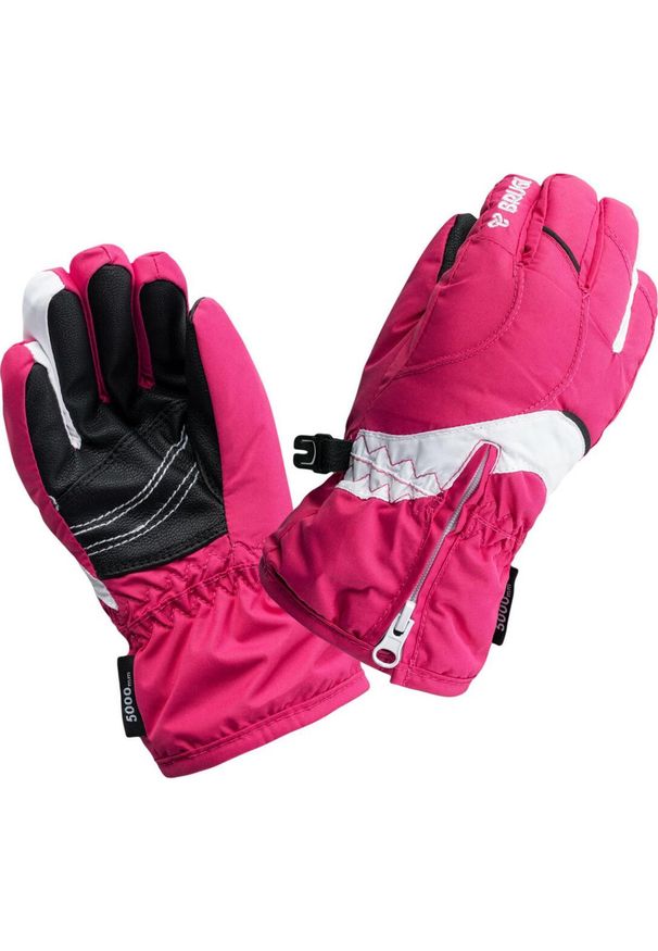 Rękawice zimowe chłopięce Brugi 3ZCF. Kolor: różowy. Sezon: zima. Sport: narciarstwo