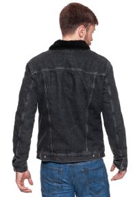 Wrangler - KURTKA ZIMOWA WRANGLER SHERPA JACKET MIDNIGHT STONE W423RJ19X. Materiał: materiał, jeans. Sezon: zima #6