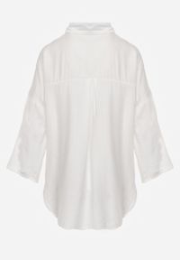 Born2be - Biała Wiskozowa Koszula Nietoperzowa z Regulowanymi Rękawami i Haftem Maryrenna. Okazja: na co dzień. Kolor: biały. Materiał: wiskoza. Wzór: haft. Styl: casual, klasyczny, elegancki #4