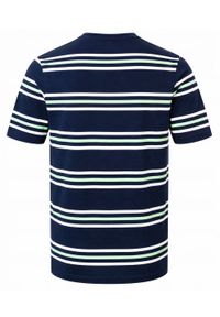 Bawełniana Koszulka Polo w Paski - Pako Jeans - Granatowa. Okazja: na co dzień. Typ kołnierza: polo. Kolor: niebieski. Materiał: bawełna. Wzór: prążki, paski. Styl: casual #3