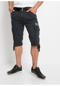 bonprix - Długie bermudy ze stretchem z kieszeniami cargo, regular fit. Kolor: czarny, szary. Długość: długie. Styl: elegancki #1