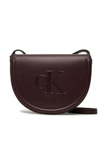 Calvin Klein Torebka Bold Ck Saddle Crossbody LV04F3221G Bordowy. Kolor: czerwony. Materiał: skórzane