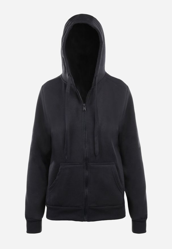 Born2be - Granatowa Bluza z Kapturem Zapinana na Suwak Bran. Okazja: na co dzień, na spacer. Typ kołnierza: kaptur. Kolor: niebieski. Materiał: jeans, polar, materiał. Długość rękawa: długi rękaw. Długość: długie. Styl: casual, elegancki