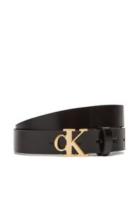 Calvin Klein Pasek Damski Monogram Plaque Buckle 25Mm LV04K7017G Czarny. Kolor: czarny. Materiał: skóra