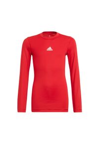 Adidas - Koszulka dla dzieci adidas Youth Techfit Long Sleeve. Kolor: czerwony. Długość rękawa: długi rękaw. Technologia: Techfit (Adidas)