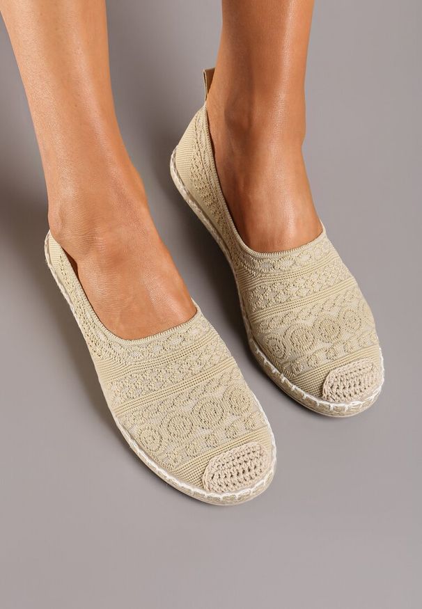 Born2be - Jasnobeżowe Płaskie Espadryle na Plecionej Podeszwie Dimzarra. Okazja: na co dzień. Kolor: beżowy. Materiał: len. Sezon: lato. Styl: klasyczny, elegancki, casual