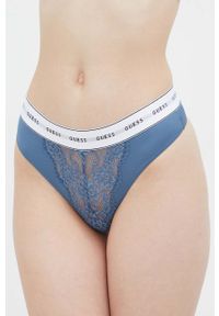 Guess stringi kolor granatowy z koronki. Kolor: niebieski. Materiał: koronka. Wzór: koronka