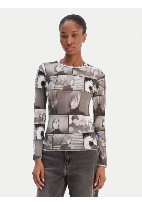 Hugo - HUGO Bluzka Diraluna 50555473 Szary Regular Fit. Kolor: szary. Materiał: wiskoza