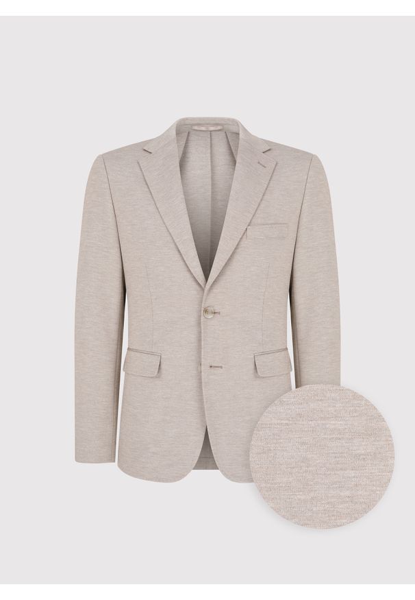 Pako Lorente - PAKO LORENTE - Jasnobrązowa dzianinowa marynarka męska. Kolor: brązowy. Materiał: dzianina