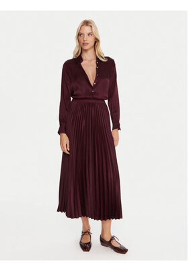 Marella Spódnica plisowana Pontiac 2523106045 Bordowy Regular Fit. Kolor: czerwony. Materiał: wiskoza
