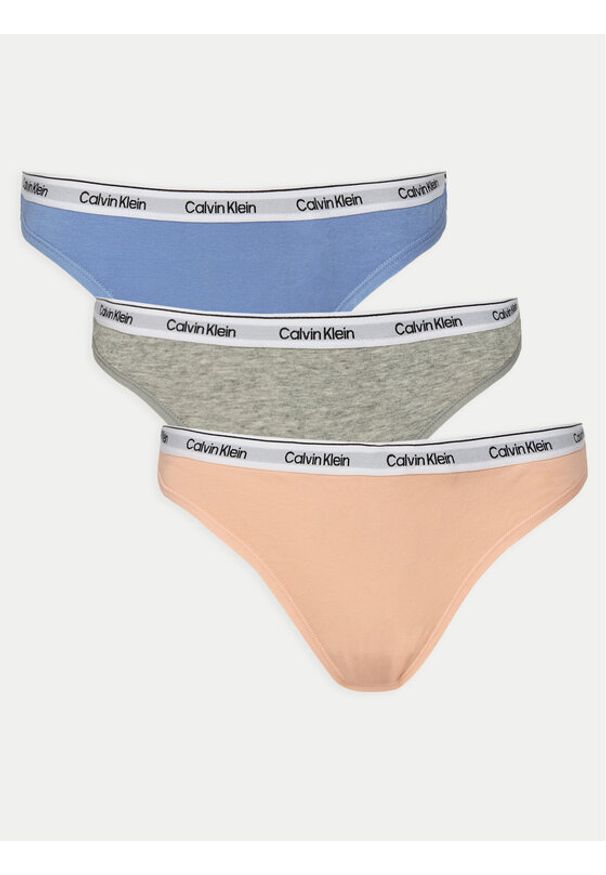 Calvin Klein Underwear Komplet 3 par stringów 000QD5209E Kolorowy. Materiał: bawełna. Wzór: kolorowy