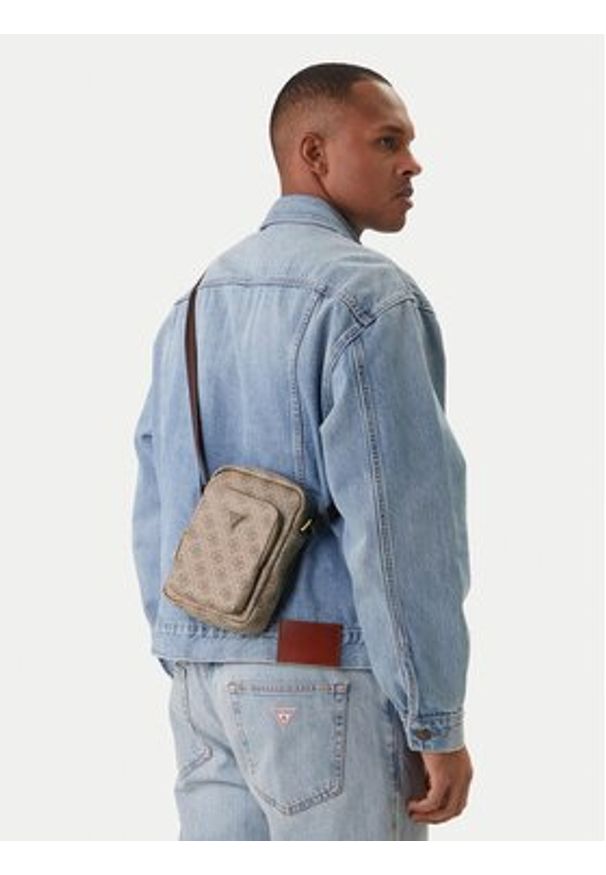 Guess Saszetka Vezzola Smart HMEVZL P3163 Beżowy. Kolor: beżowy. Materiał: skóra