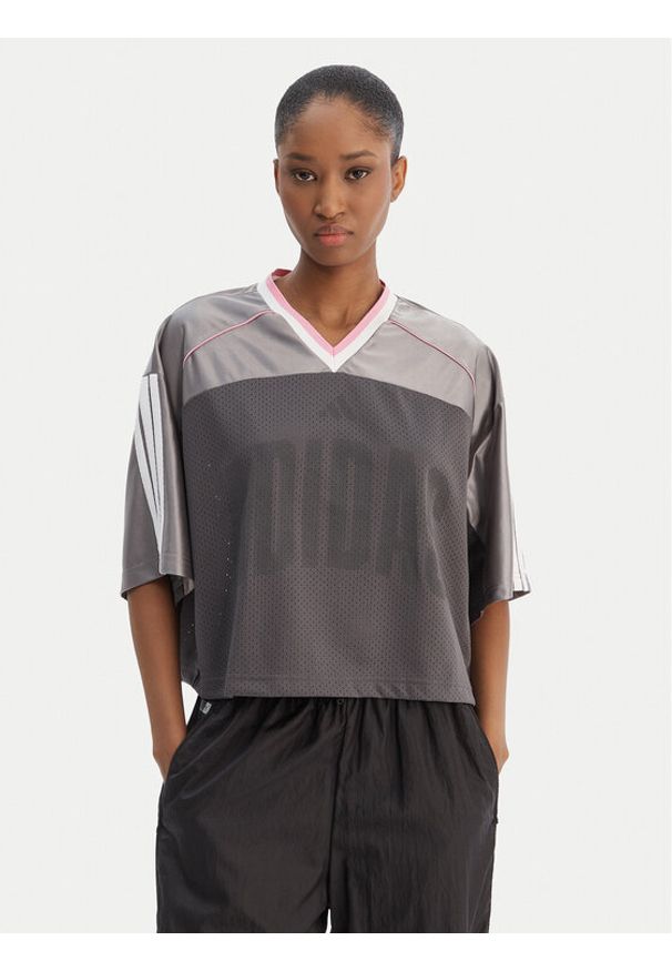 Adidas - adidas T-Shirt Stadium KC4977 Szary Loose Fit. Kolor: szary. Materiał: syntetyk