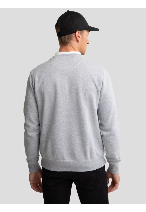 Big-Star - Bluza męska z nadrukiem szara Ecodort 902. Okazja: na co dzień. Kolor: szary. Materiał: bawełna. Wzór: nadruk. Styl: sportowy, klasyczny, casual