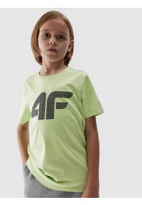 4F JUNIOR - T-shirt z nadrukiem chłopięcy. Kolor: zielony. Materiał: bawełna. Wzór: nadruk #1