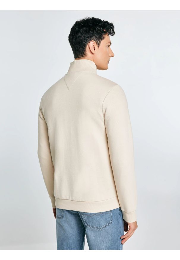 Big-Star - Bluza męska ze stójką kremowa Salih 103. Okazja: na co dzień. Typ kołnierza: kołnierzyk stójkowy. Kolor: kremowy. Materiał: wiskoza, dzianina. Styl: sportowy, klasyczny, casual