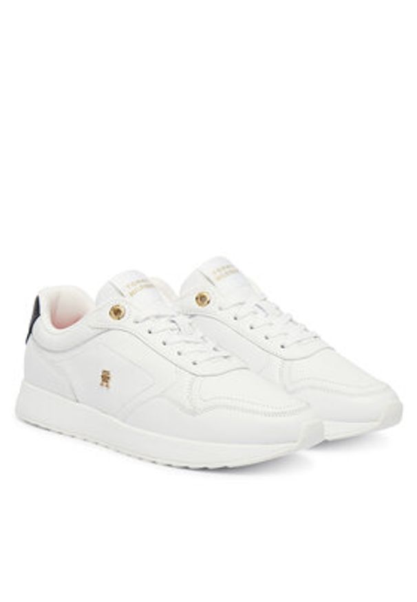 TOMMY HILFIGER - Tommy Hilfiger Sneakersy Corporate Mix Mat Runner FW0FW09318 Biały. Kolor: biały. Materiał: skóra