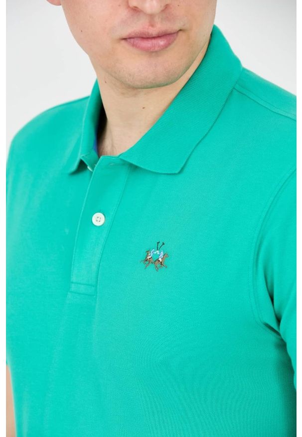 La Martina - LA MARTINA Szmaragdowe męskie polo z małym logo, Rozmiar XL. Typ kołnierza: polo. Kolor: zielony