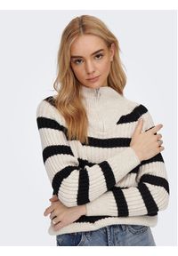 only - ONLY Sweter 15268818 Beżowy Regular Fit. Kolor: beżowy. Materiał: syntetyk #5