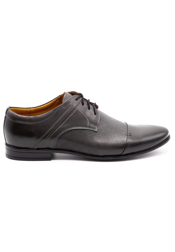 Olivier Buty męskie wizytowe 710 szare. Kolor: szary. Materiał: skóra, materiał, jeans. Obcas: na obcasie. Styl: wizytowy. Wysokość obcasa: średni