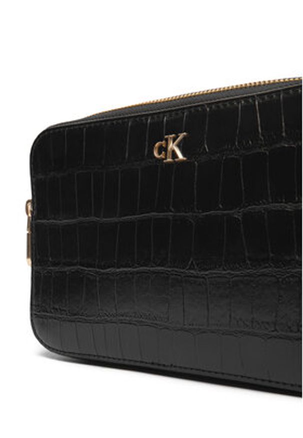Calvin Klein Torebka Ck Croc Camera Bag LV04F3285G Czarny. Kolor: czarny. Materiał: skórzane