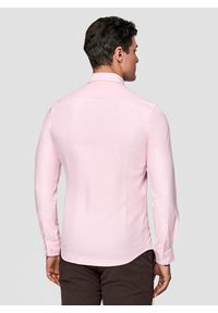Pako Lorente - PAKO LORENTE – Różowa koszula męska. Typ kołnierza: button down. Kolor: różowy, szary, biały. Materiał: poliester, bawełna. Długość rękawa: długi rękaw. Długość: długie #4