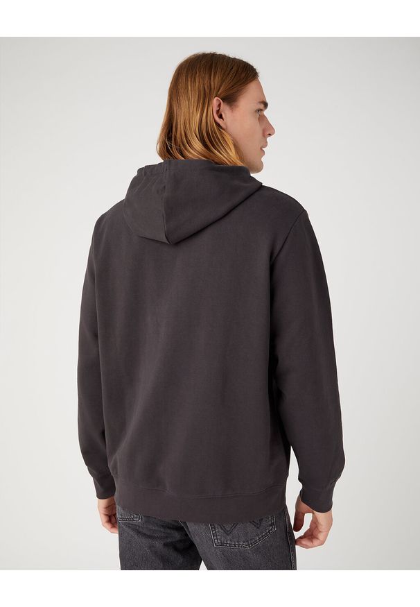 Wrangler - WRANGLER MĘSKA BLUZA LOGO HOODIE FADED WASHED BLACK 112341228 W656018280