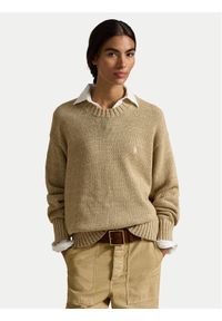 Polo Ralph Lauren Sweter 211A96252001 Beżowy Relaxed Fit. Typ kołnierza: polo. Kolor: beżowy. Materiał: bawełna #1