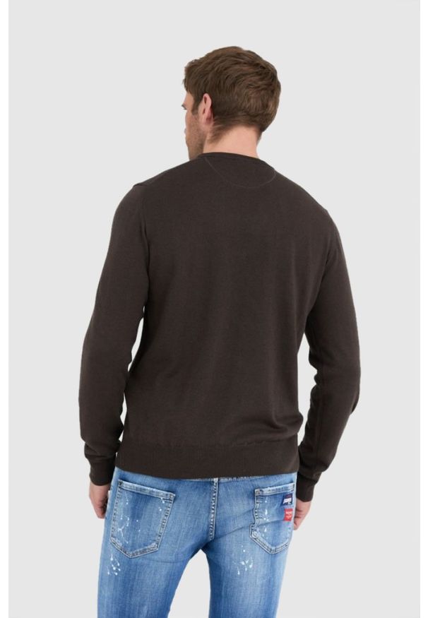 La Martina - LA MARTINA Brązowy sweter męski z wełną, Rozmiar L. Kolor: brązowy. Materiał: wełna