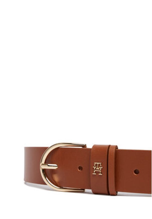 TOMMY HILFIGER - Tommy Hilfiger Pasek Damski Essential Effortless 3.5 AW0AW17757 Brązowy. Kolor: brązowy. Materiał: skóra