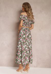 Renee - Zielony Bawełniany Komplet 2-częściowy w Kwiaty Malenis. Kolor: zielony. Materiał: bawełna. Wzór: kwiaty #4