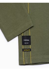 Ombre Clothing - Longsleeve męski z kieszonką - oliwkowy V1 L130 - XXL. Kolor: oliwkowy. Materiał: tkanina, bawełna, materiał. Długość rękawa: długi rękaw. Wzór: kropki #8