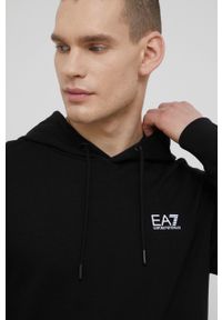 EA7 Emporio Armani bluza bawełniana 3LPM61.PJEQZ męska kolor czarny z kapturem gładka. Okazja: na co dzień. Typ kołnierza: kaptur. Kolor: czarny. Materiał: bawełna. Wzór: gładki. Styl: casual #6