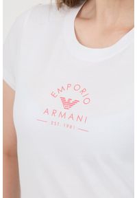 Emporio Armani - EMPORIO ARMANI Biały damski t-shirt Uni Logo Printe, Rozmiar XS. Kolor: biały #5
