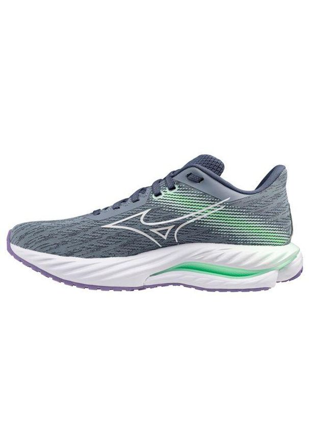Buty do biegania damskie Mizuno Wave Inspire 21. Kolor: niebieski. Materiał: materiał, syntetyk. Szerokość cholewki: normalna. Model: Mizuno Wave