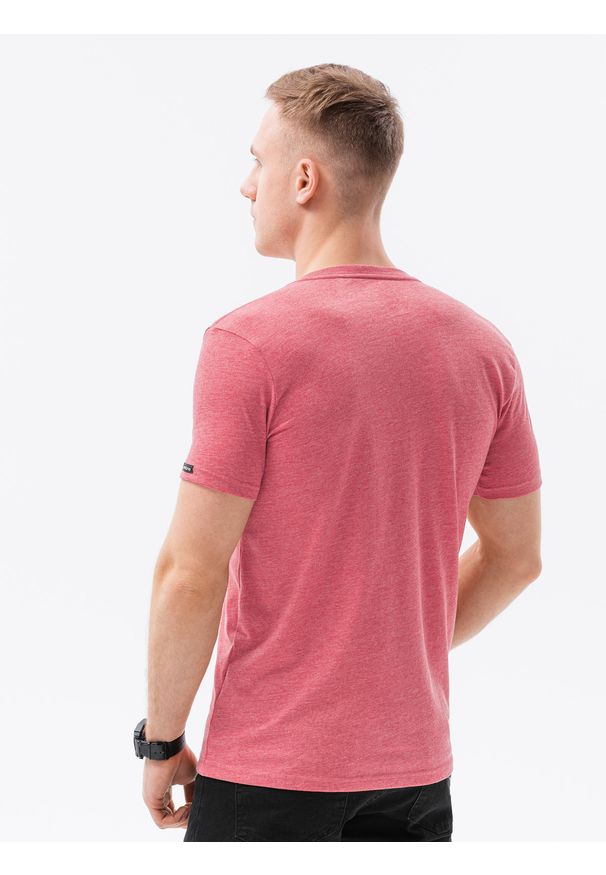 Ombre Clothing - T-shirt męski bawełniany basic S1369 - czerwony melanż - XXL. Kolor: czerwony. Materiał: bawełna. Wzór: melanż. Styl: klasyczny